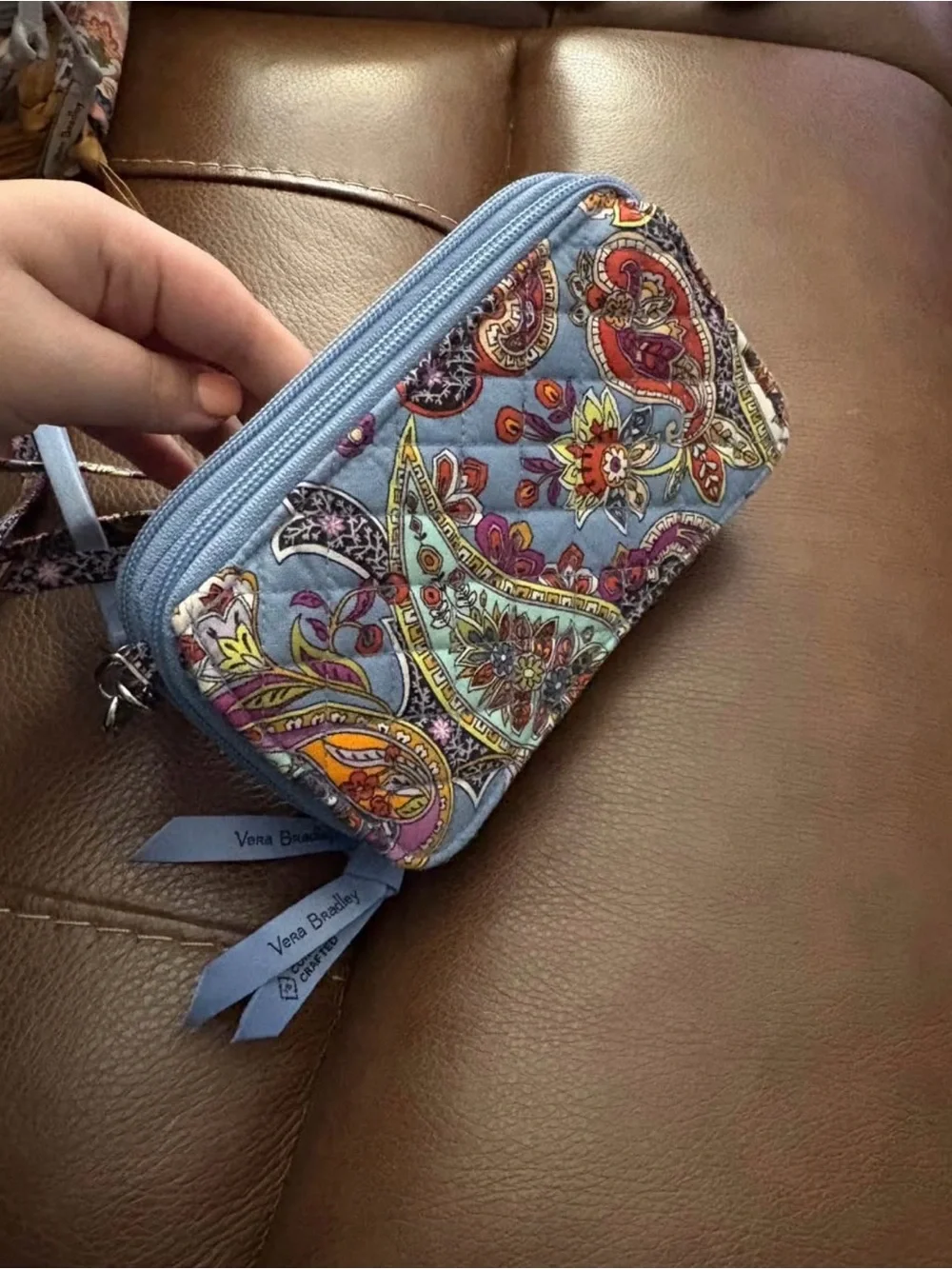 Vera Bradley Light Blue Paisley Wristlet Cosmetic Case